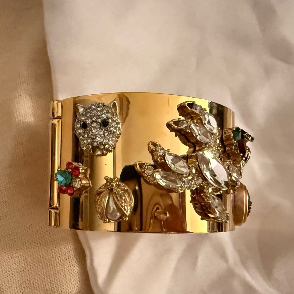 Gold and Crystal Embellished Bracelet Cuff